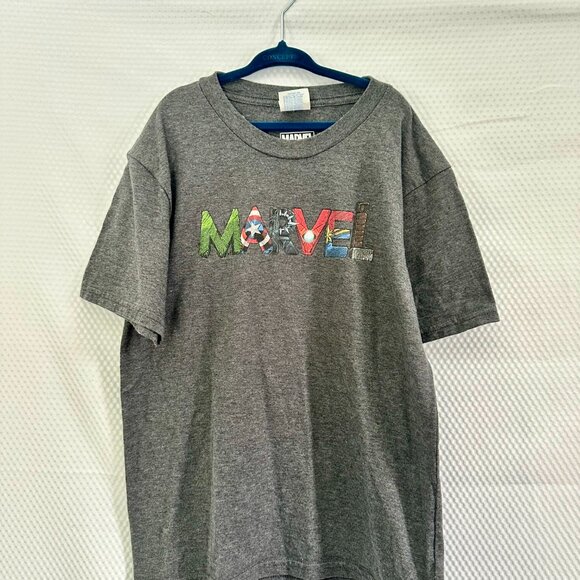 Marvel Avengers Logo Graphic Tee - Character Font Design - Gray - Kids 8-10 - Picture 2 of 4